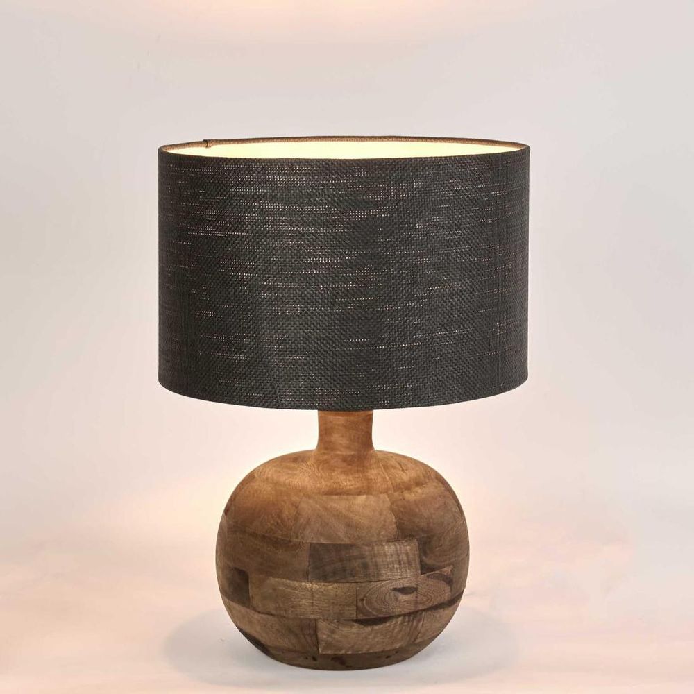 Arum Table Lamp with Black Shade Natural - KITMRDLMP0043B