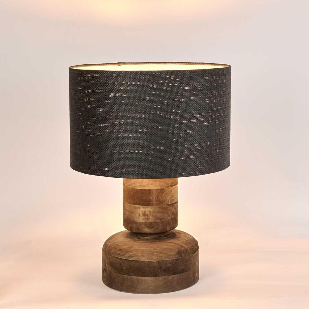 Clem Table Lamp with Black Shade Natural - KITMRDLMP0044B