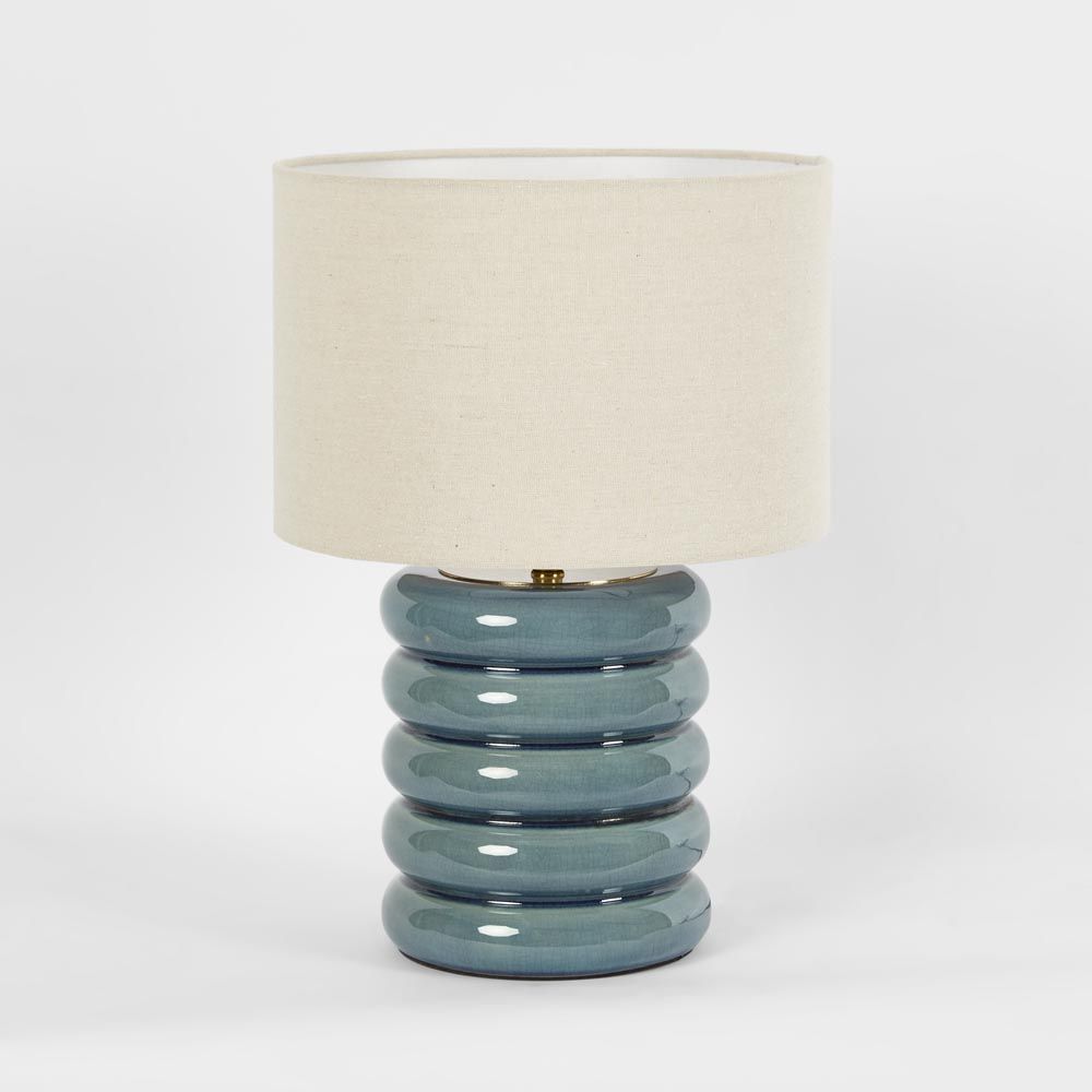 Bentley Table Lamp Blue Base With Linen Shade - ELYF1257BL