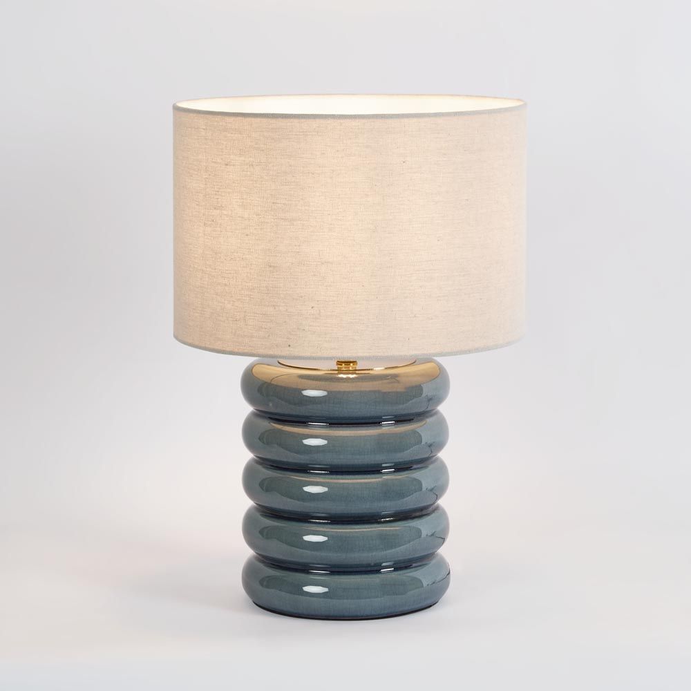 Bentley Table Lamp Blue Base With Linen Shade - ELYF1257BL