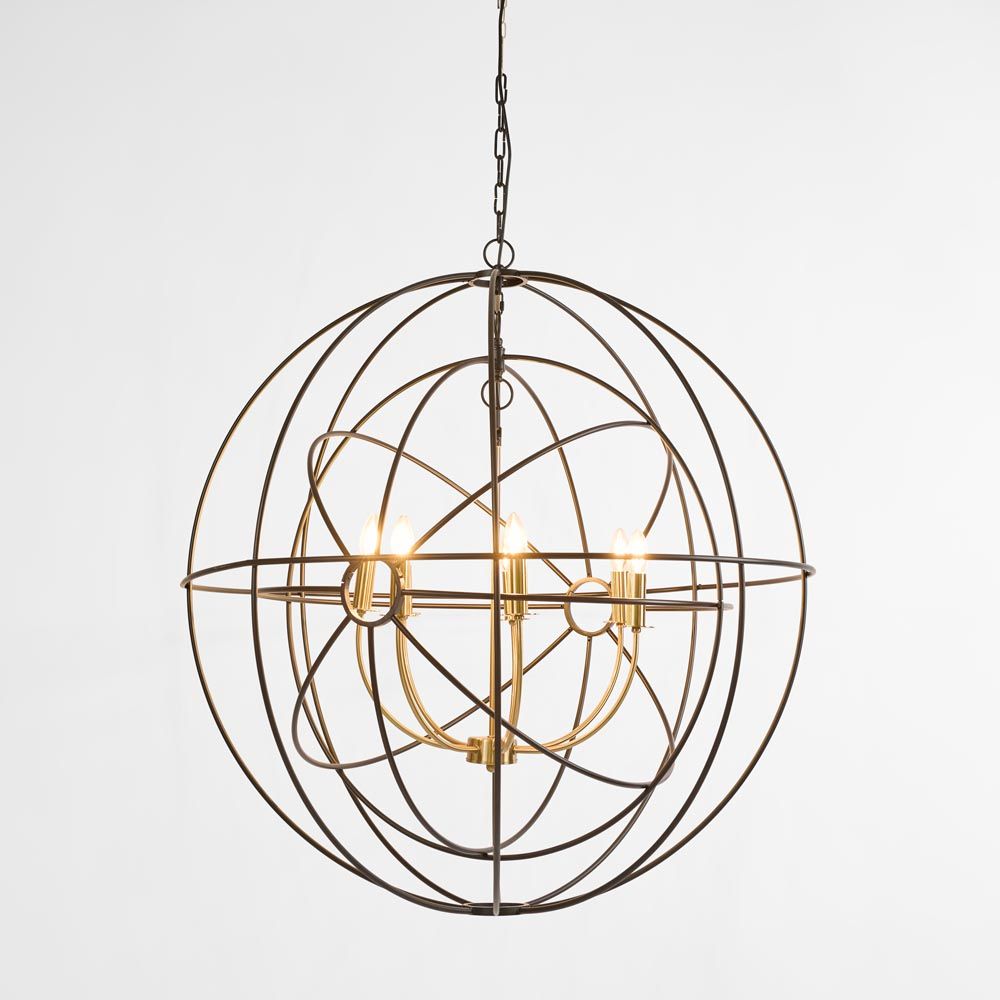 Orb Large Pendant Light Black & Brass - OWJK0606