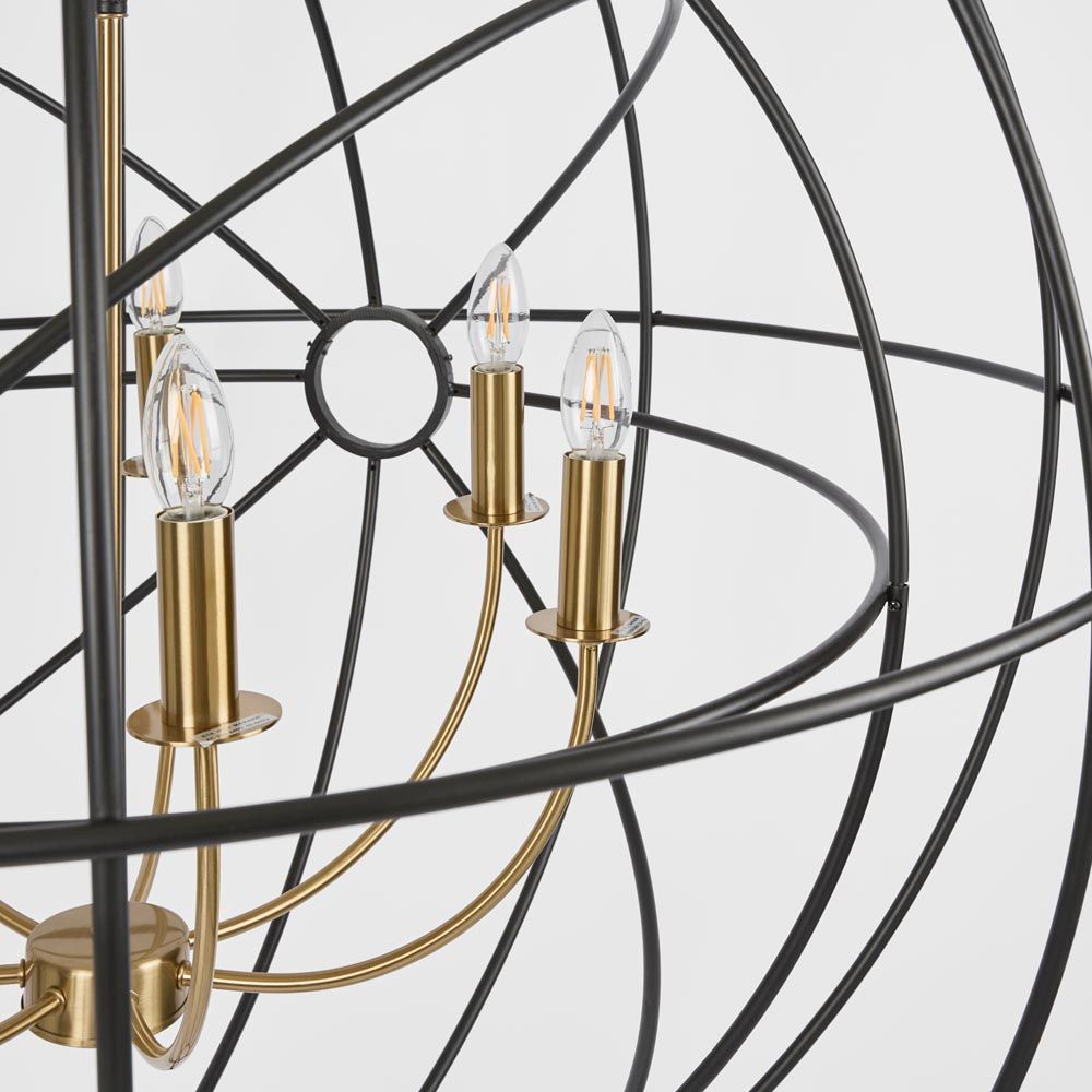 Orb Large Pendant Light Black & Brass - OWJK0606