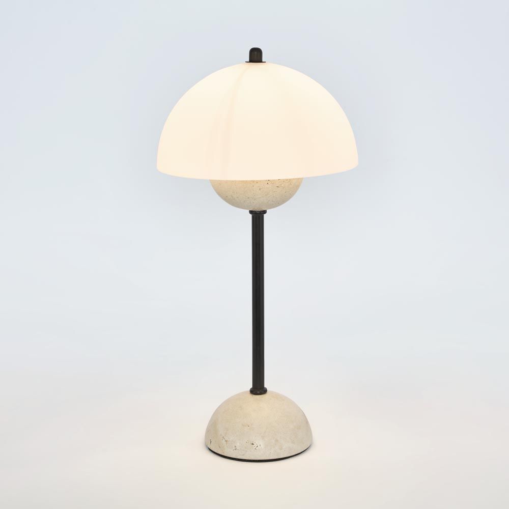 Tondo Table Lamp Black & Travertine - MRDLMP0067