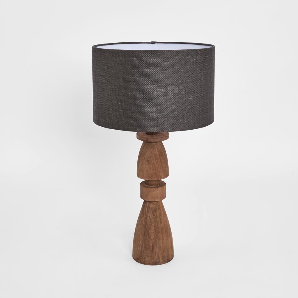 Magnus Wood Table Lamp Saddle Base With Black Shade - KITMRDLMP0063BK