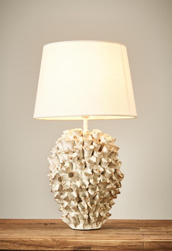 Londolozi Glazed Coral Ceramic Table Lamp with White Cylinder Shade - ELTIQ102681