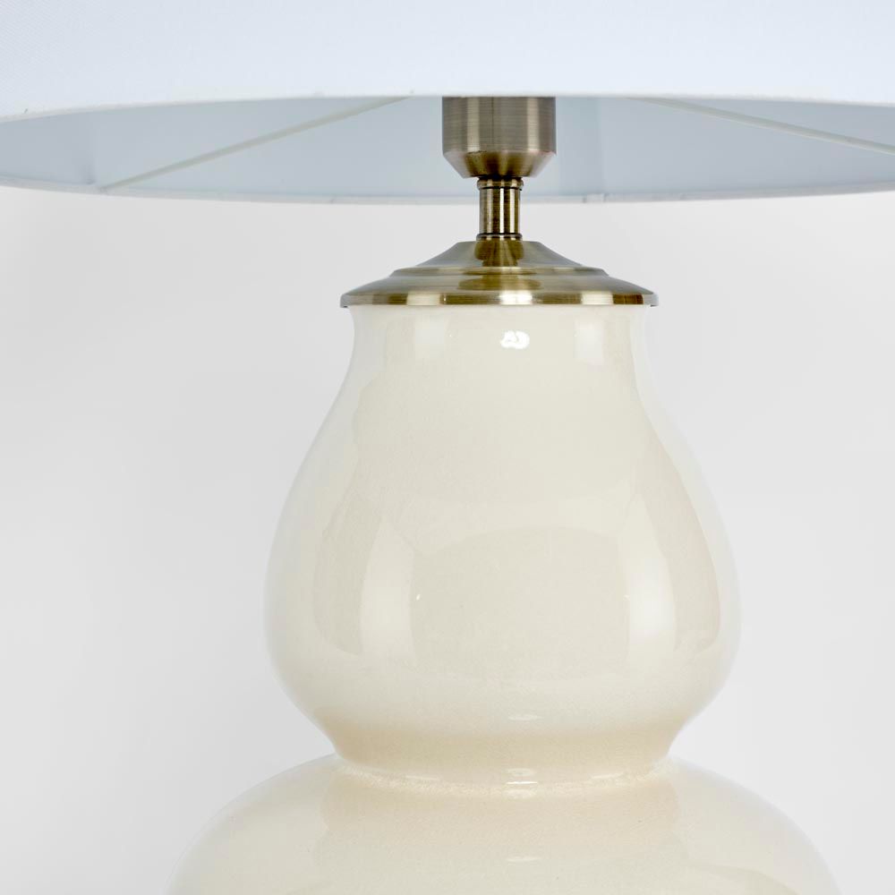 Matisse Glazed Ceramic and Metal Vase Table Lamp Base Only - Cream - ELJC9277