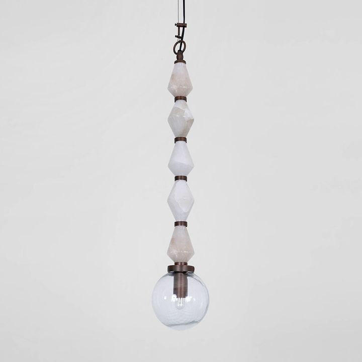 Sea Mist Stone Beads Pendant Light White - ELJE25451