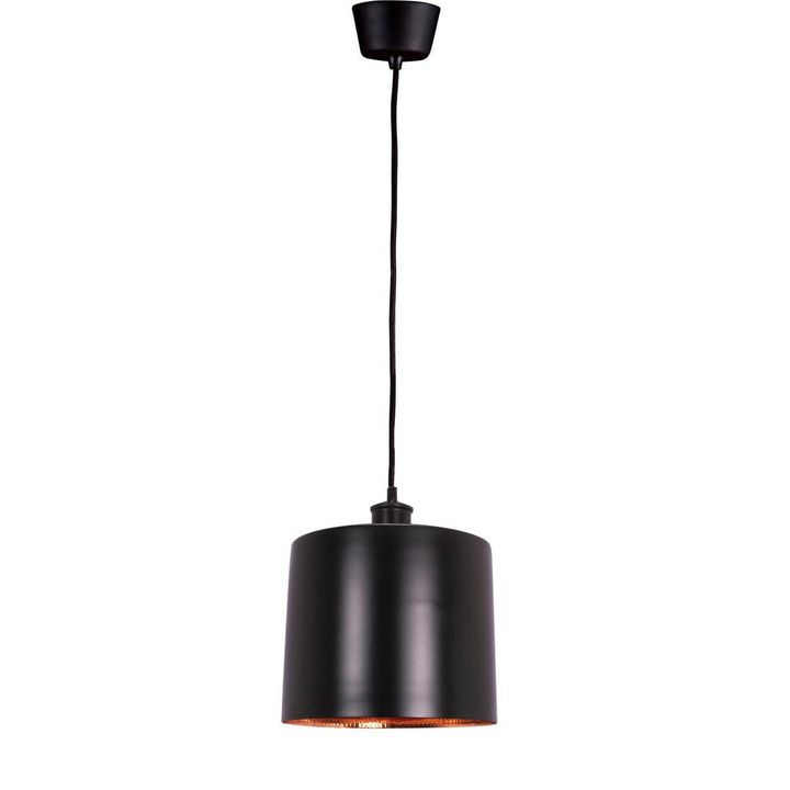 Portofino Medium 1 Light Metal Drum Pendant Matt Black, Copper - ELPRTF23BLKCOP