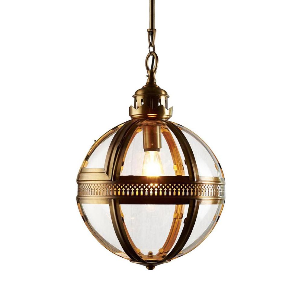 Saxon 1 Light Pendant Small Antique Brass - ELCITWRT18SAB