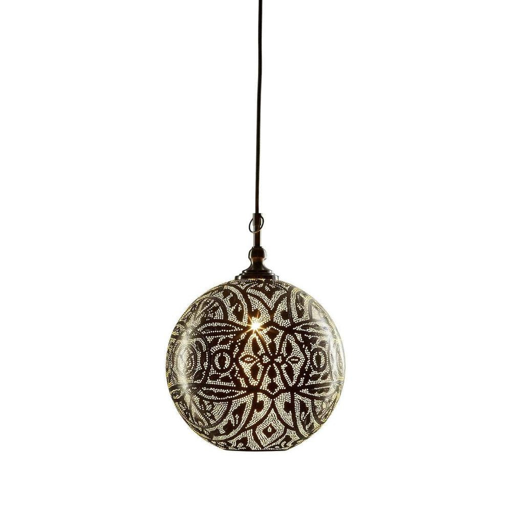 Moroccan 1 Light Ball Pendant 30cm Silver - ELBAL30SIL