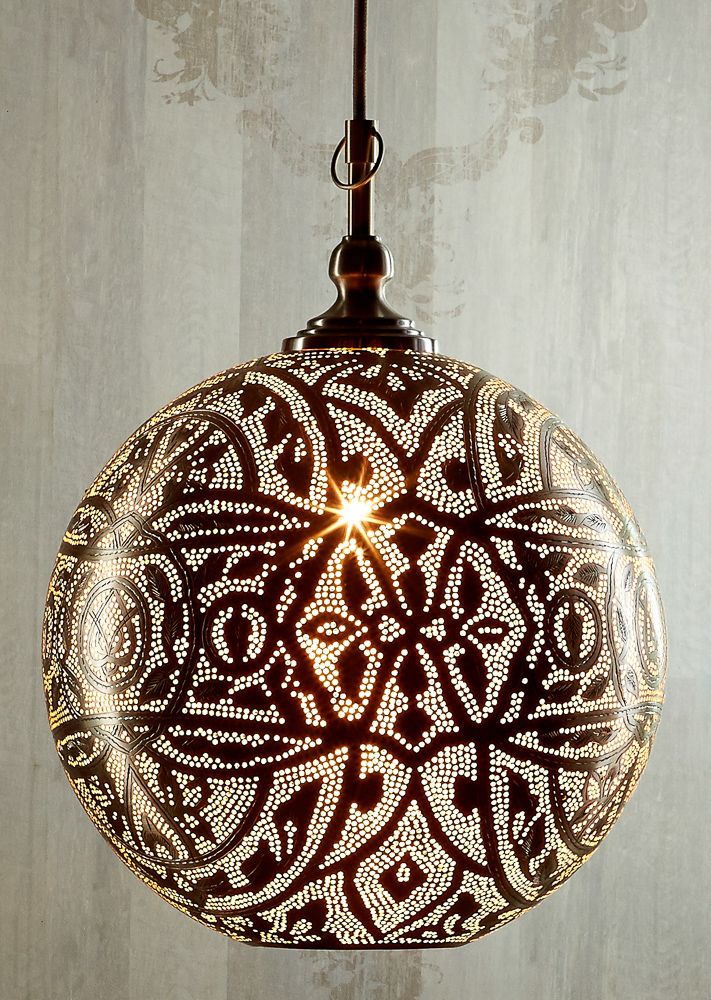 Moroccan 1 Light Ball Pendant 30cm Silver - ELBAL30SIL