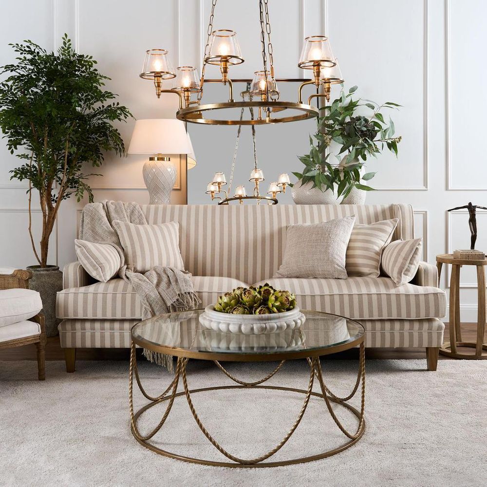 Sienna 6 Light Glass Chandelier Brass - ELPIM30578AB