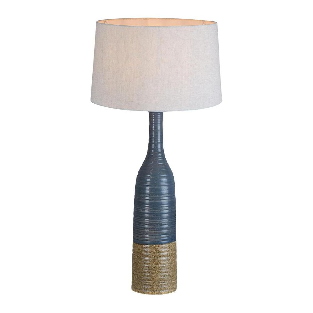 Potters Large Tall Thin Glazed Table Lamp Grey & Brown - KITZAF11185