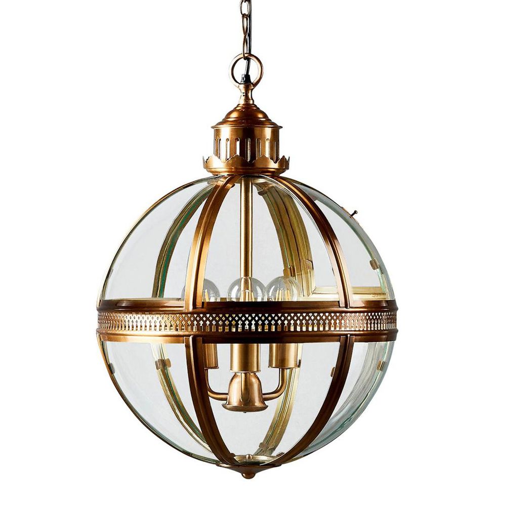 Saxon 3 Light Pendant Large Antique Brass - ELCITWRT18LAB