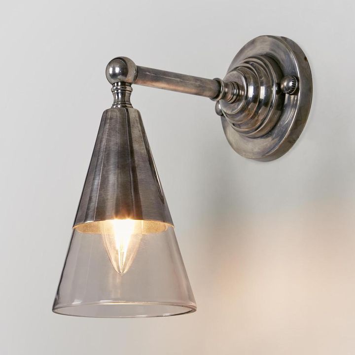 Otto Wall Sconce Antique Silver Brass / Glass - ELPIM31376GLAAS