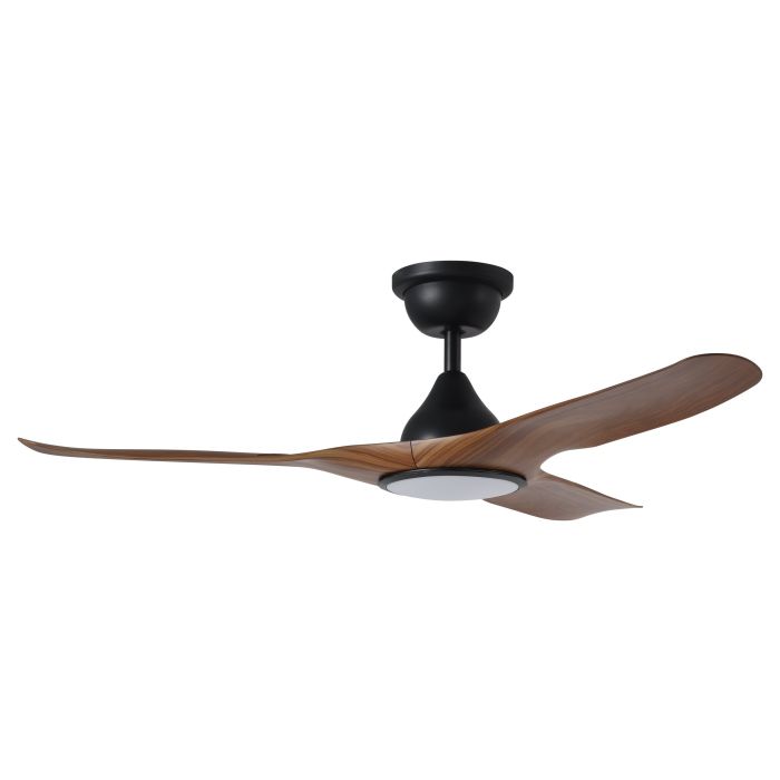 Tahiti DC Ceiling Fan with LED Light 52" 40W 3CCT Matt Black & New Teak - 20801807