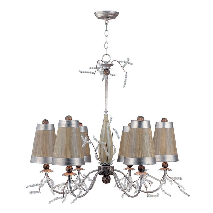 Kristal Luxe 6 Light Chandelier Silver Leaf & Taupe - FB-KRISTAL-LUXE6