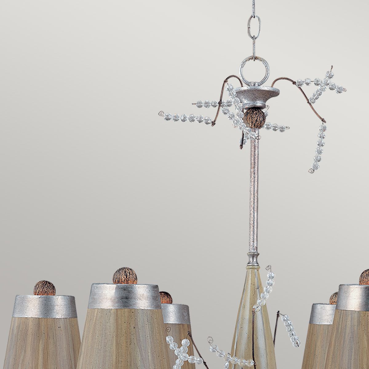 Kristal Luxe 6 Light Chandelier Silver Leaf & Taupe - FB-KRISTAL-LUXE6