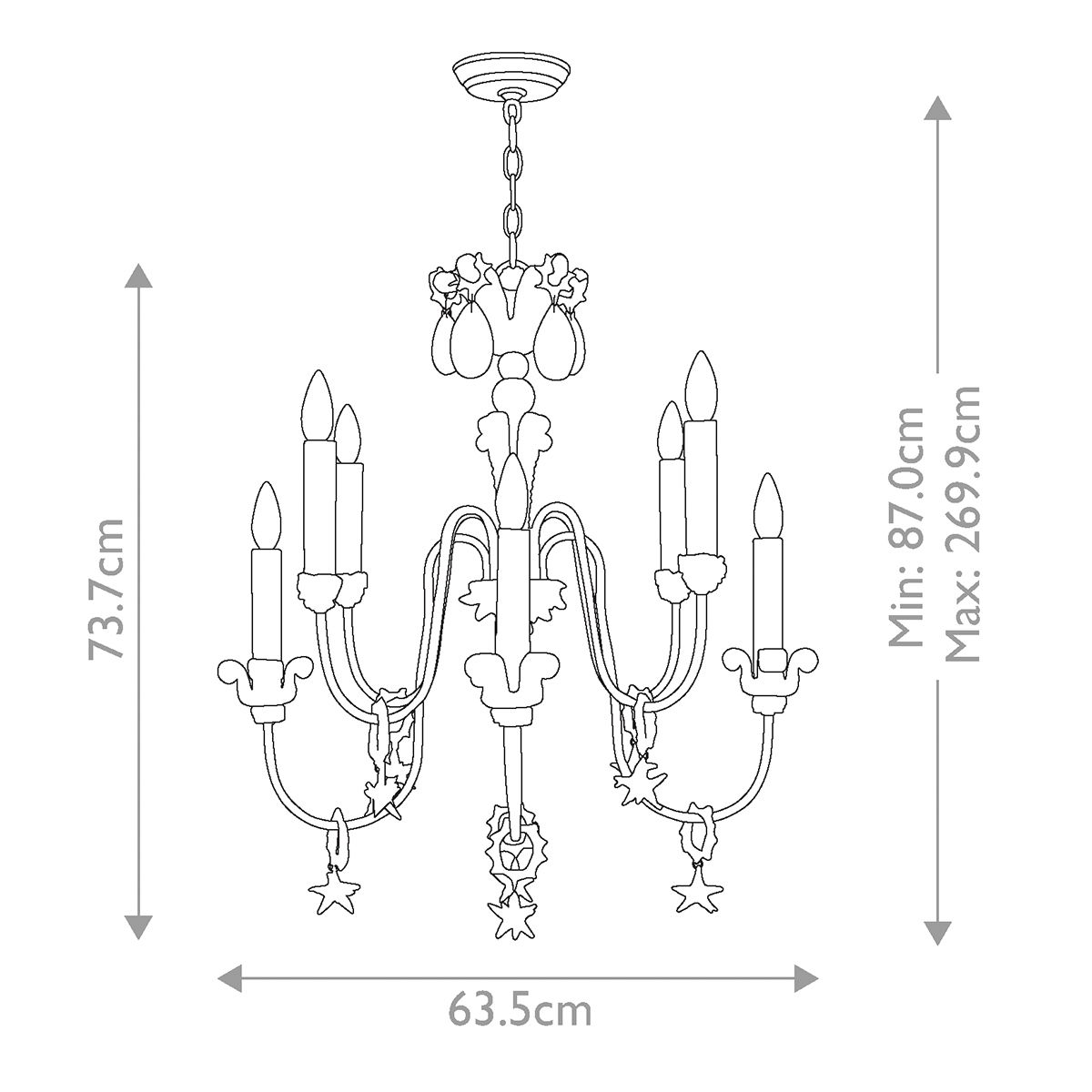 Mignon 8 Light Chandelier Gold & Silver - FB-MIGNON8