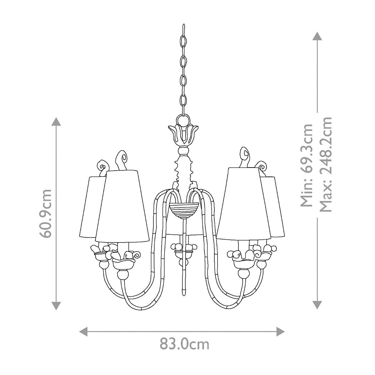 Remi 5 Light Chandelier Silver & Gold - FB-REMI5