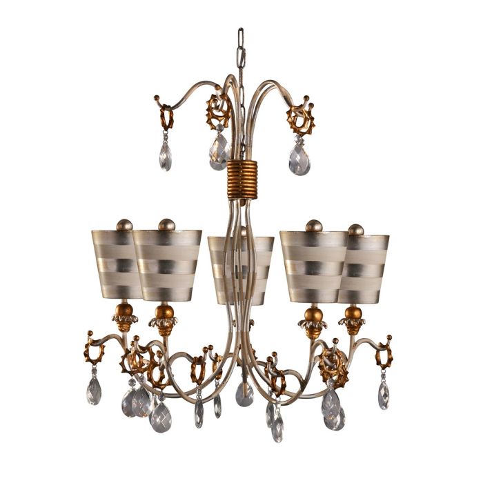 Tivoli 5 Light Pendant Silver & Cream Patina - FB-TIVOLI5-SV