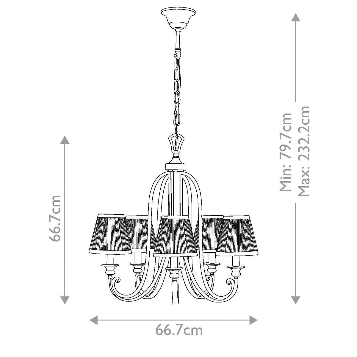 Abbey 5 Light Pendant Silver Sand - FE-ABBEY5