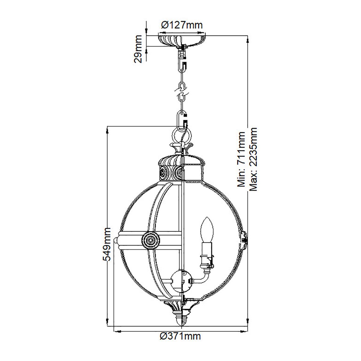 Adams 3 Light Pendant British Bronze - FE-ADAMS-3P-BRZ