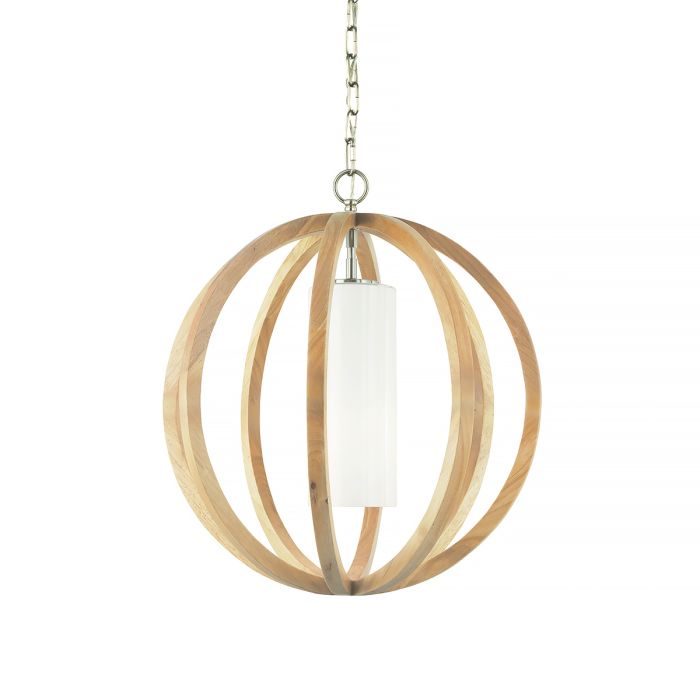 Allier Small Pendant Brushed Steel & Light Wood - FE-ALLIER-P-S-LW