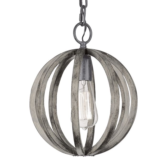 Allier Pendant Light Weathered Oak Wood & Antique Forged Iron - FE-ALLIER-P-WW