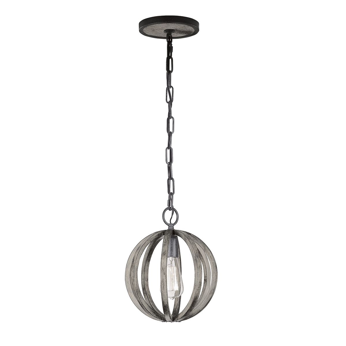 Allier Pendant Light Weathered Oak Wood & Antique Forged Iron - FE-ALLIER-P-WW