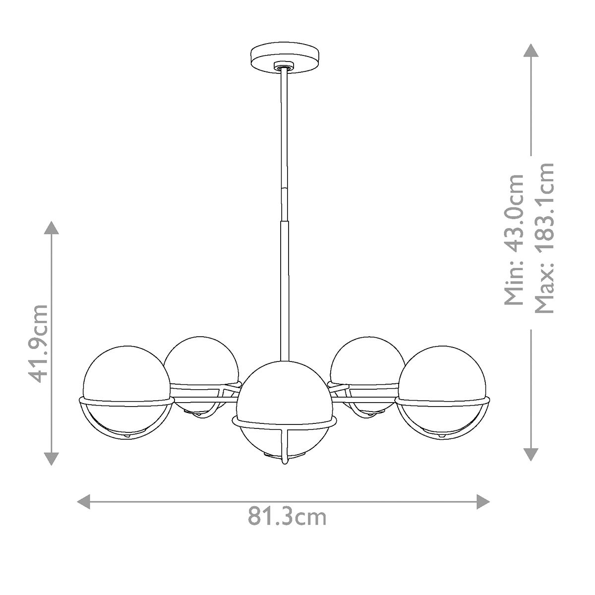 Apollo 5 light Pendant Polished Nickel - FE-APOLLO5-PN