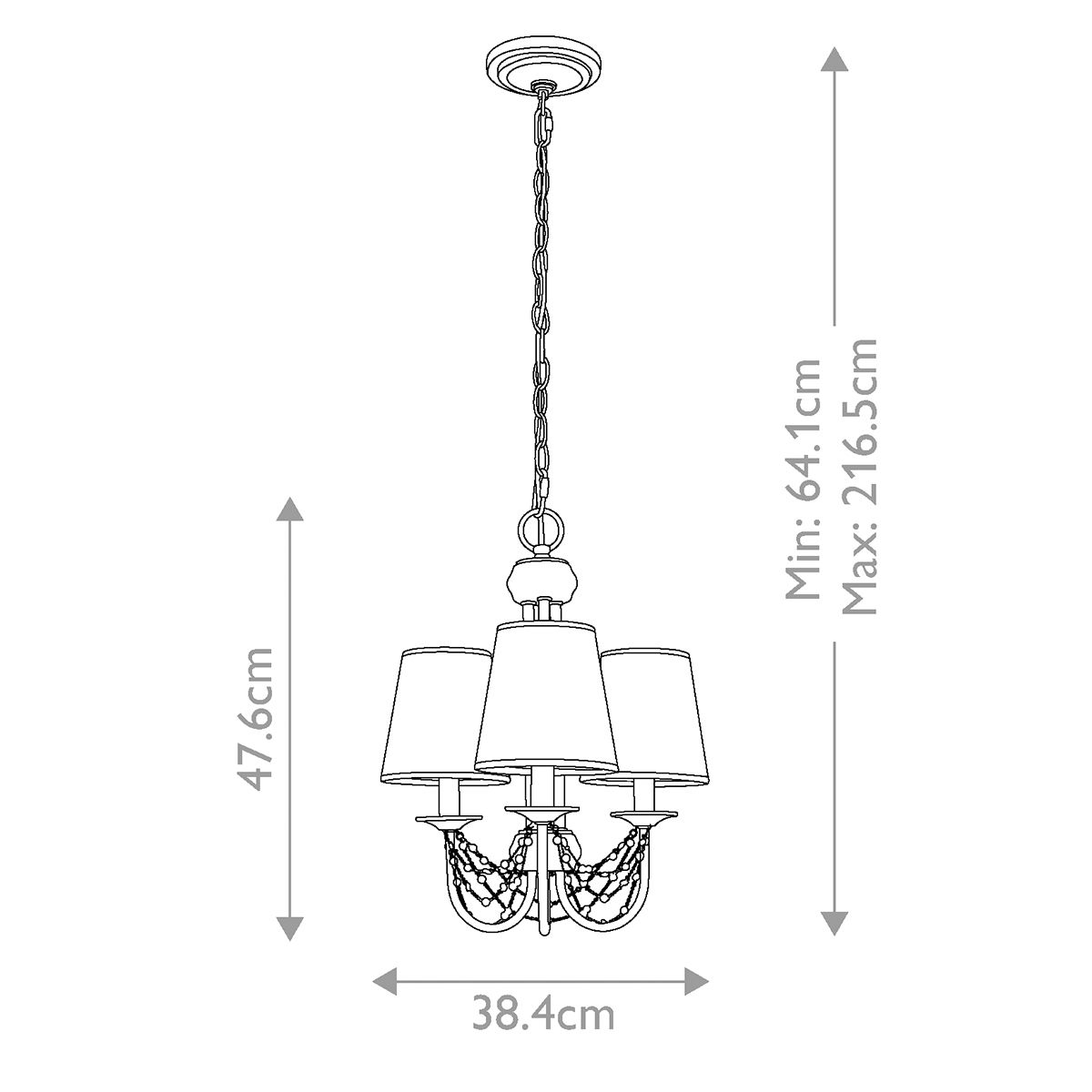 Aveline 3 Light Chandelier Brushed Steel - FE-AVELINE3