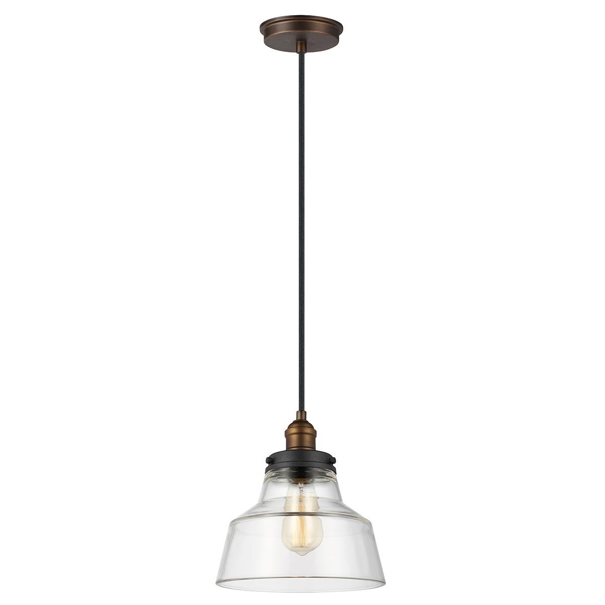 Baskin 1 Light Pendant Painted Aged Brass & Dark Weathered Zinc - FE-BASKIN-P-A-BR