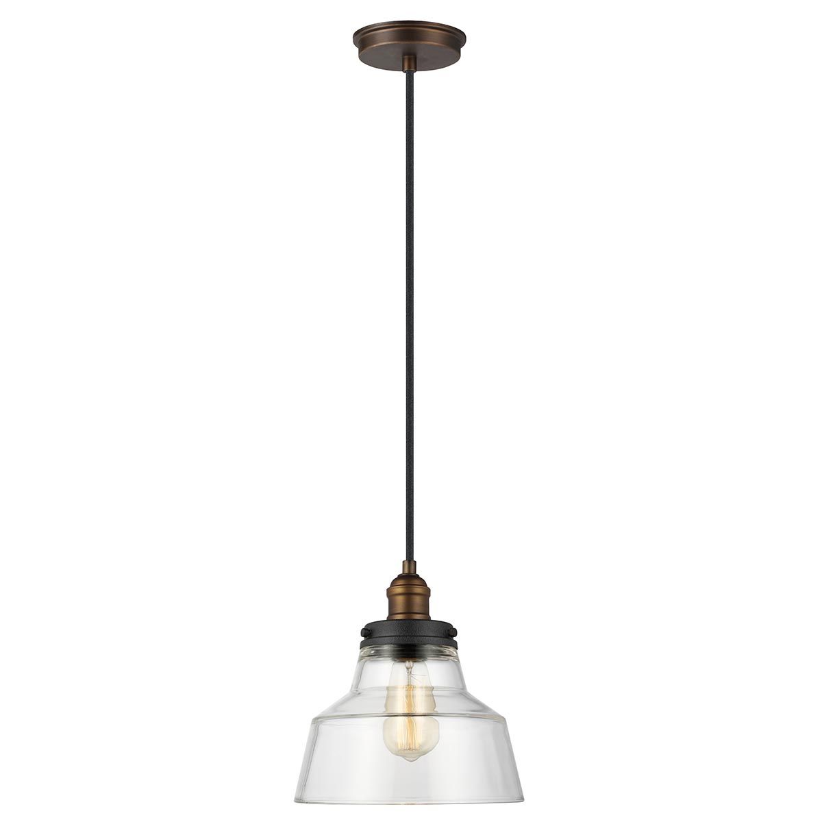 Baskin 1 Light Pendant Painted Aged Brass & Dark Weathered Zinc - FE-BASKIN-P-A-BR