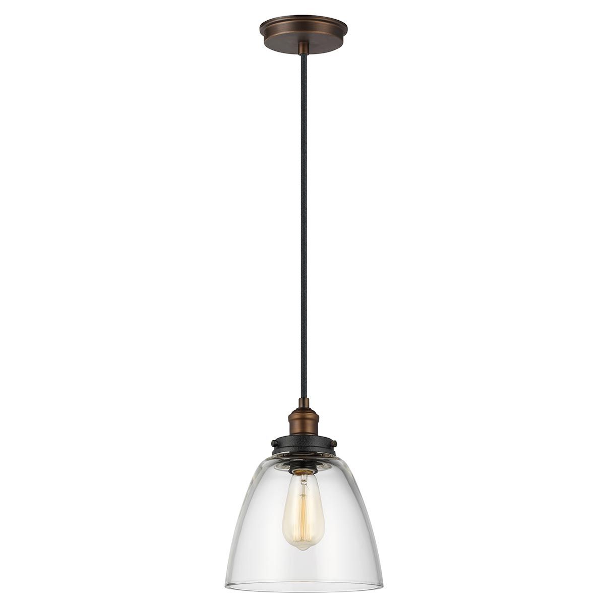 Baskin 1 Light Pendant Painted Aged Brass & Dark Weathered Zinc - FE-BASKIN-P-B-BR