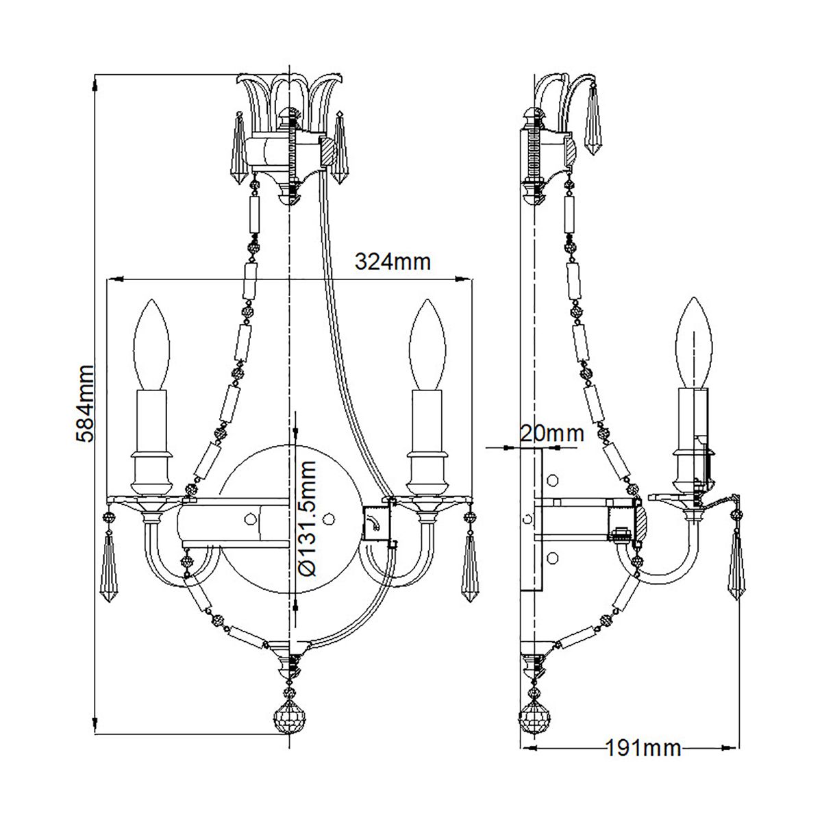 Bellini 3 Light Wall Light Oxidized Bronze & British Bronze - FE-BELLINI-W3