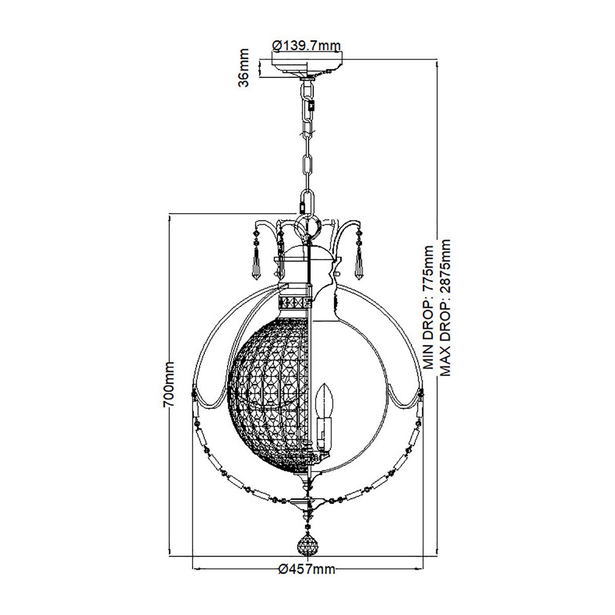 Bellini 3 Light Chandelier Oxidized Bronze & British Bronze - FE-BELLINI3