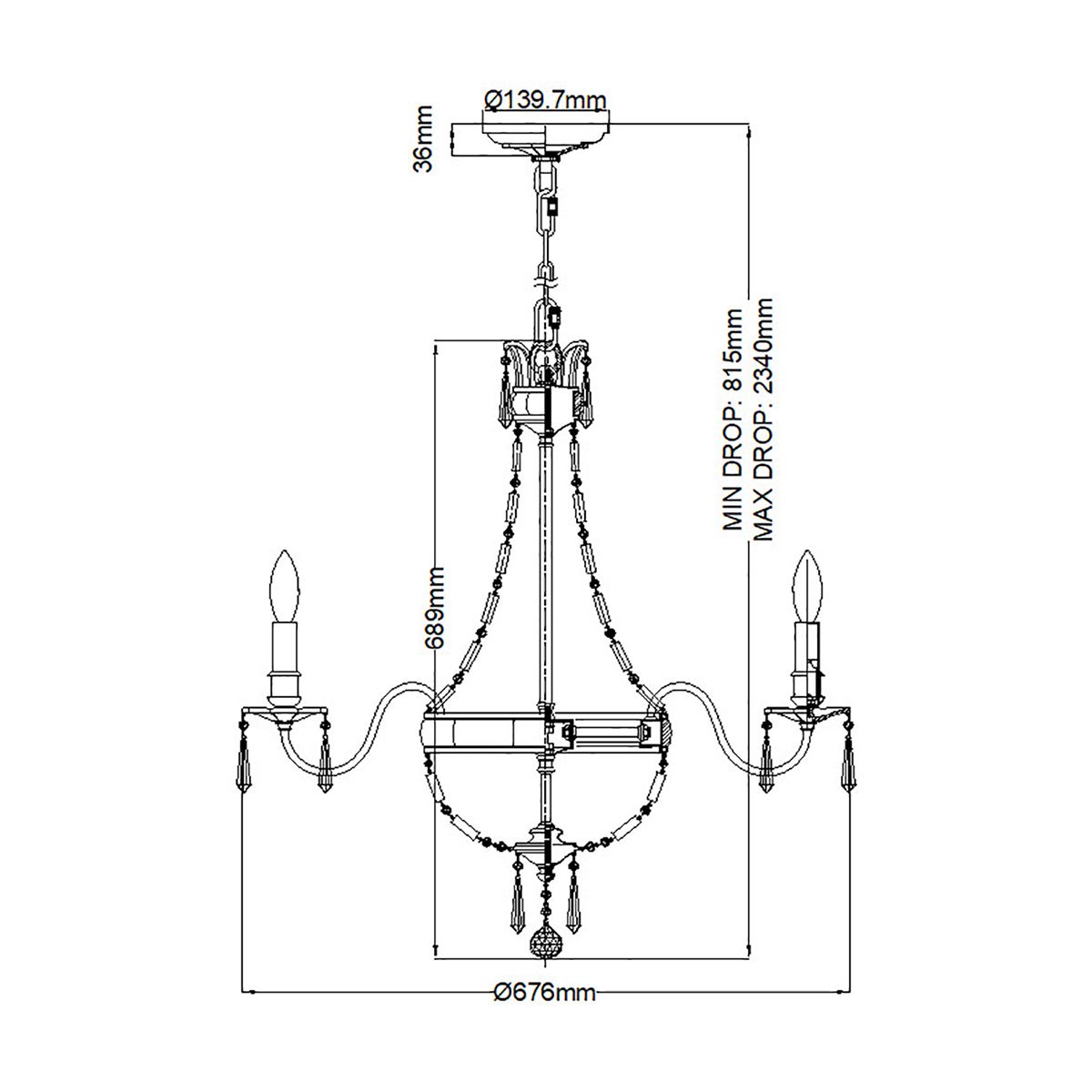 Bellini 6 Light Chandelier Oxidized Bronze & British Bronze - FE-BELLINI6