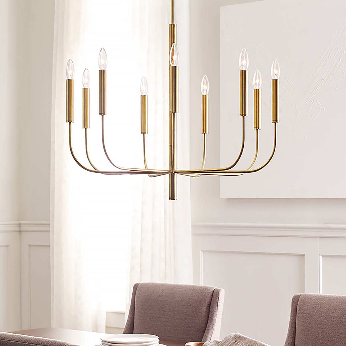 Brianna 9 Light Chandelier Burnished Brass - FE-BRIANNA9-BB