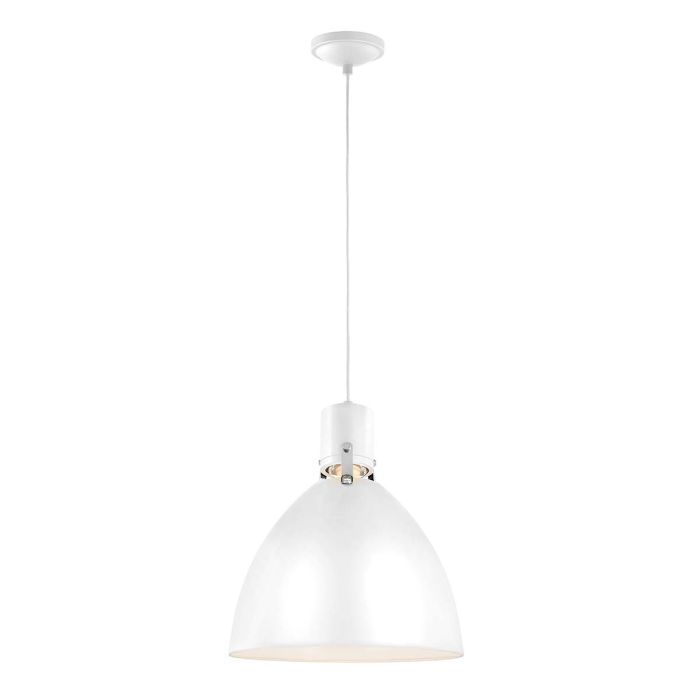 Brynne Medium LED Pendant Flat White & Chrome - FE-BRYNNE-P-FWH