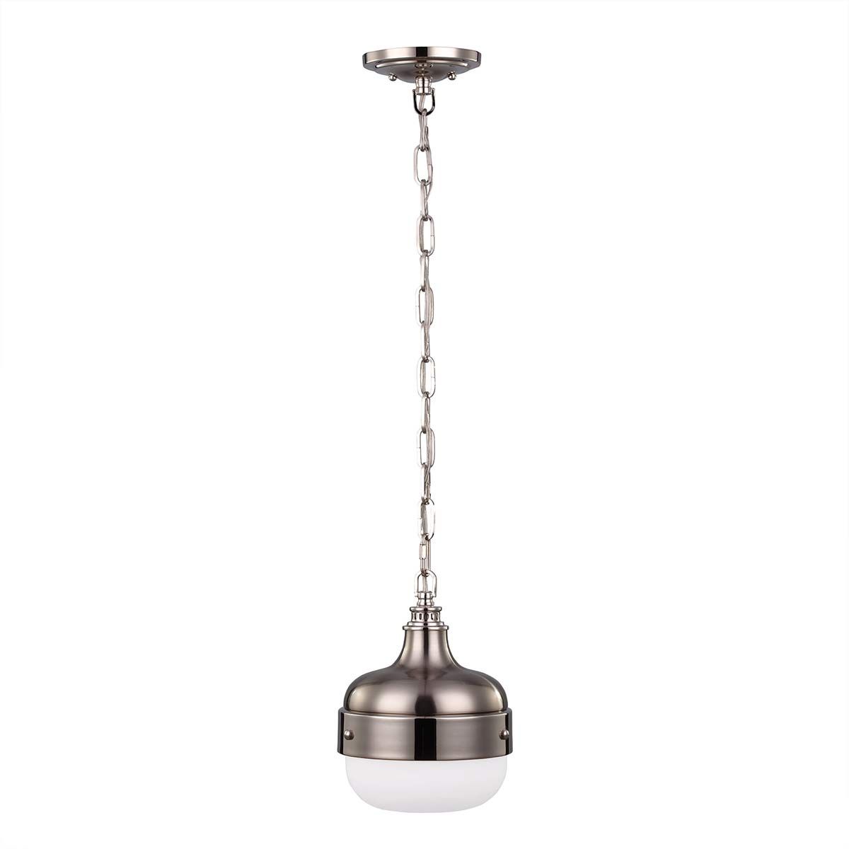 Cadence 1 Light Pendant Polished Nickel & Brushed Steel - FE-CADENCE-1P-BS