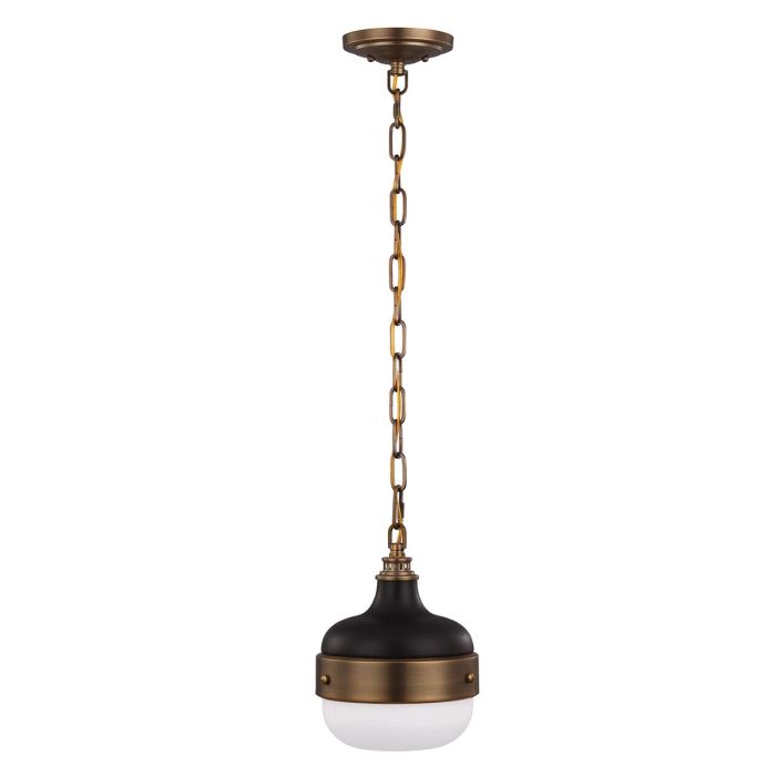 Cadence 1 Light Pendant Dark Antique Brass & Matte Black - FE-CADENCE-1P-MB