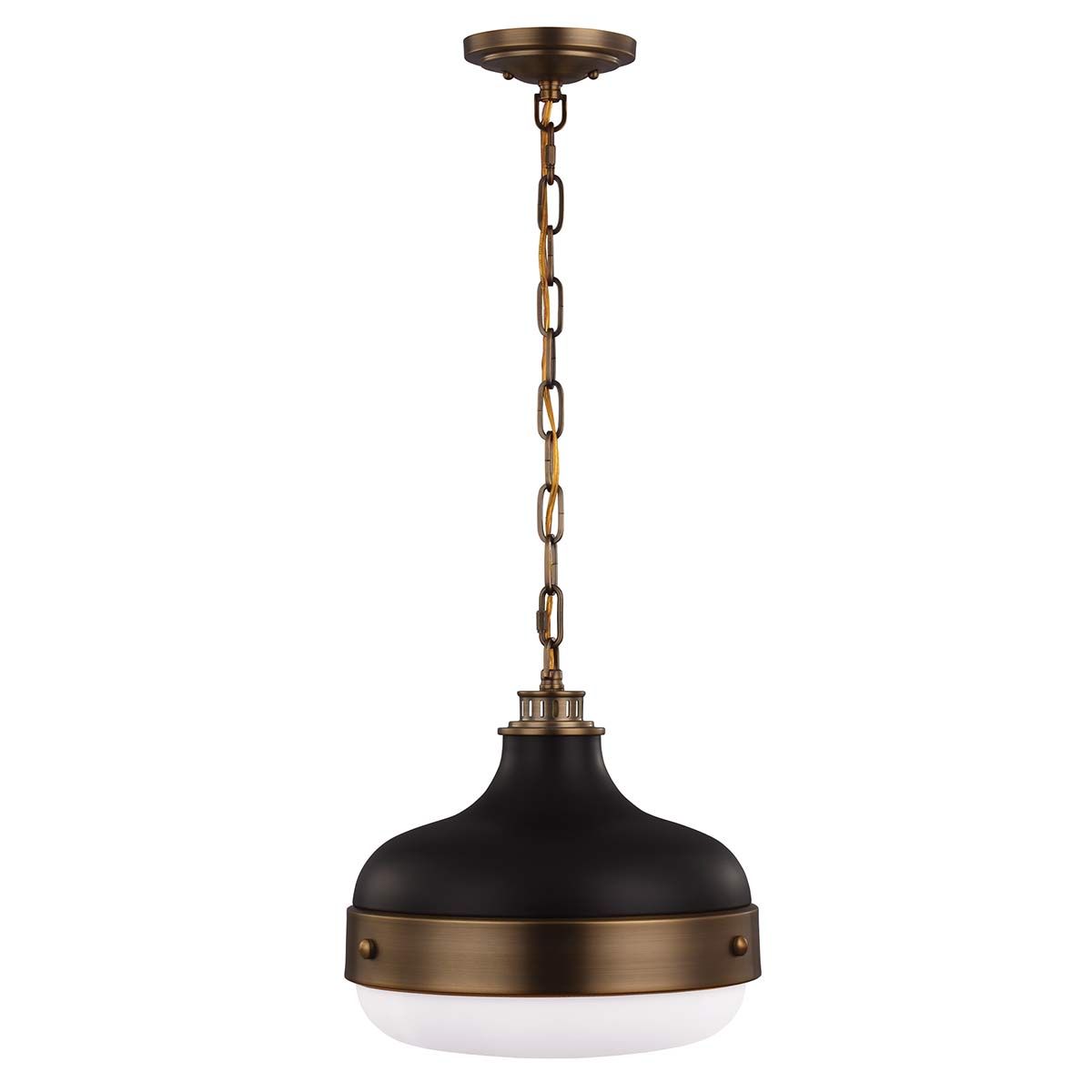 Cadence 2 Light Pendant Dark Antique Brass & Matte Black - FE-CADENCE-2P-MB