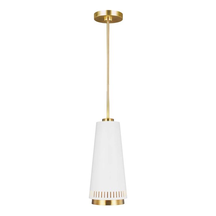 Carter 1 Light Pendant Matte White & Brass - FE-CARTER-P-A-MW