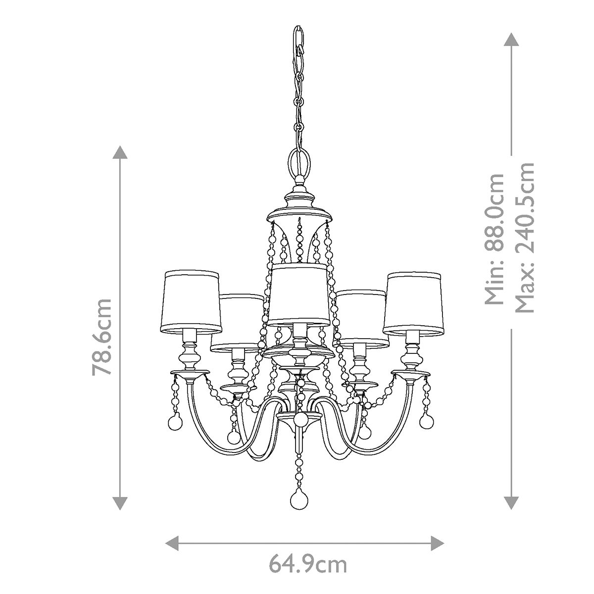 Clarissa 5 Light Chandelier Firenze Gold - FE-CLARISSA5