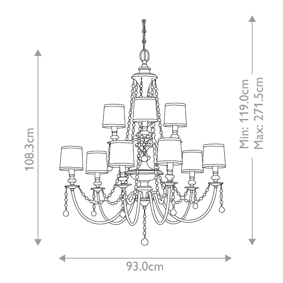 Clarissa 9 Light Chandelier Firenze Gold - FE-CLARISSA9