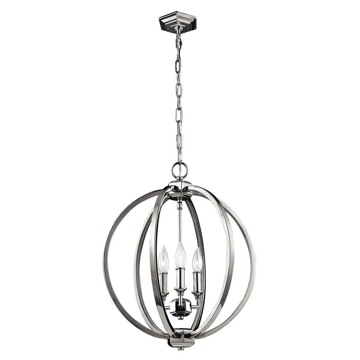 Corinne 3 Light Medium Pendant Polished Nickel & Crystals - FE-CORINNE-3P-M