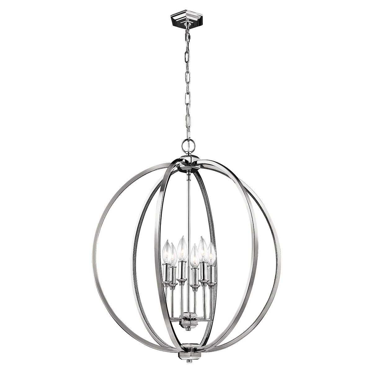 Corinne 6 Light Pendant Polished Nickel & Crystals - FE-CORINNE-6P-L