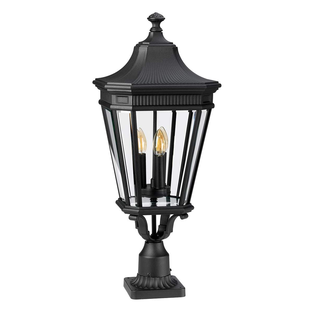 Cotswold Lane 3 Light Large Pedestal Light Black - FE-COTSLN3-L-BK