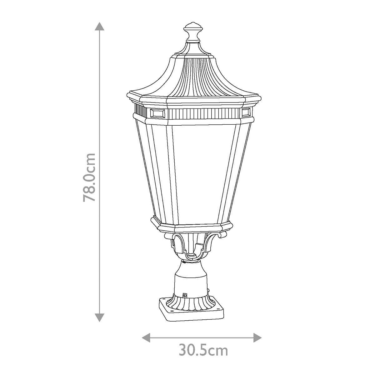 Cotswold Lane 3 Light Large Pedestal Light Black - FE-COTSLN3-L-BK